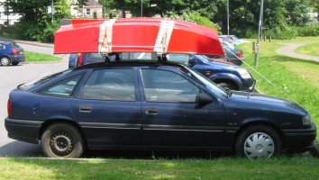 Pram dinghy on car roof rack